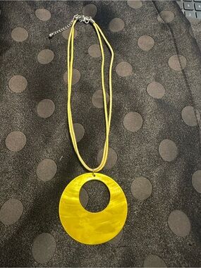 Hand Crafted Yellow Circle Pendant Necklace